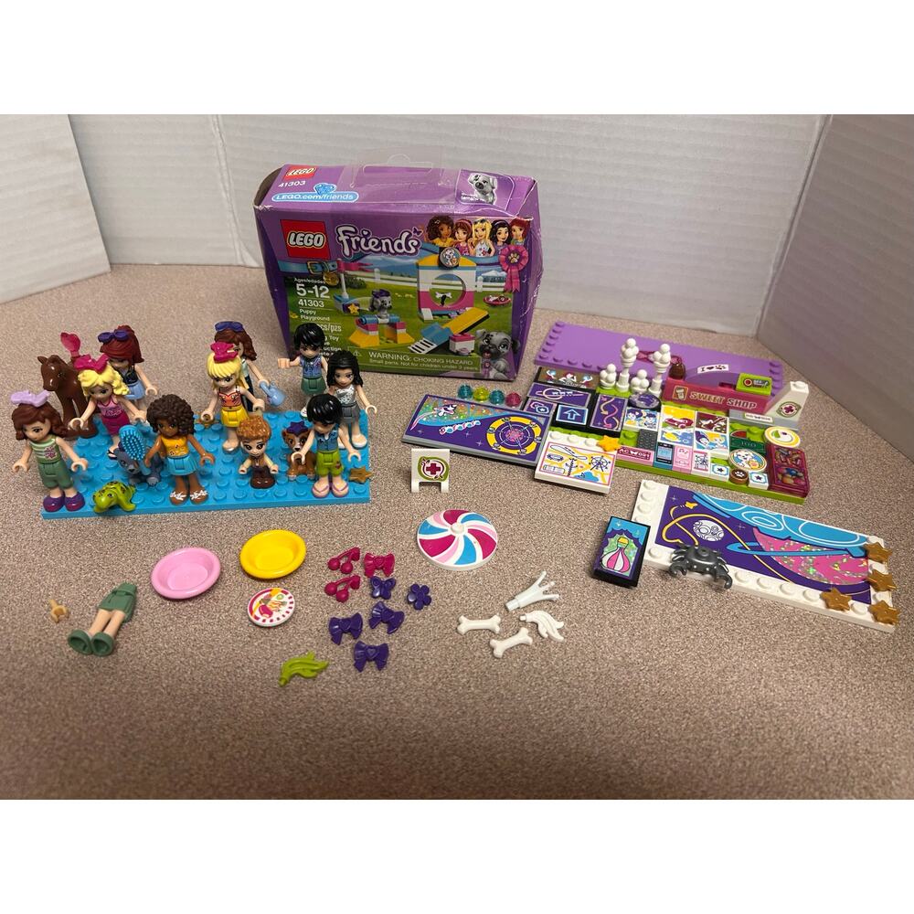 LEGO FRIENDS LOT mini figures, accessories & NIB Puppy Playground set # 41303